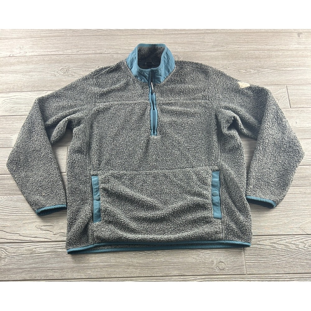 Eddie Bauer Mens Large Gray Sherpa Fleece Half Zip Pullover Jacket Workwear